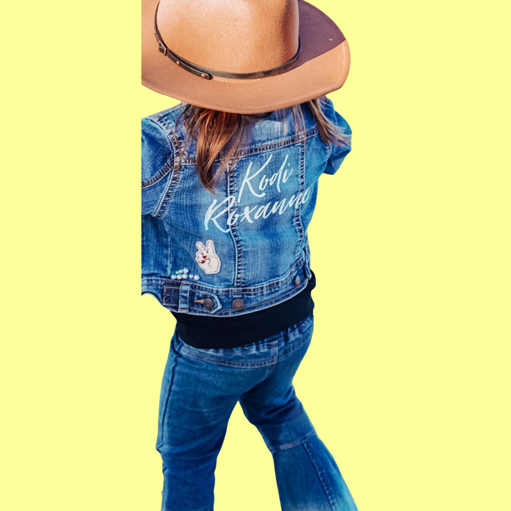 Denim KIDS CUSTOM Jean Jackets | Chenille patches| iron on patches| KidsBaby Toddler with Embroidered Personalized patches | Kids personalized Name | Toddler girls jacket