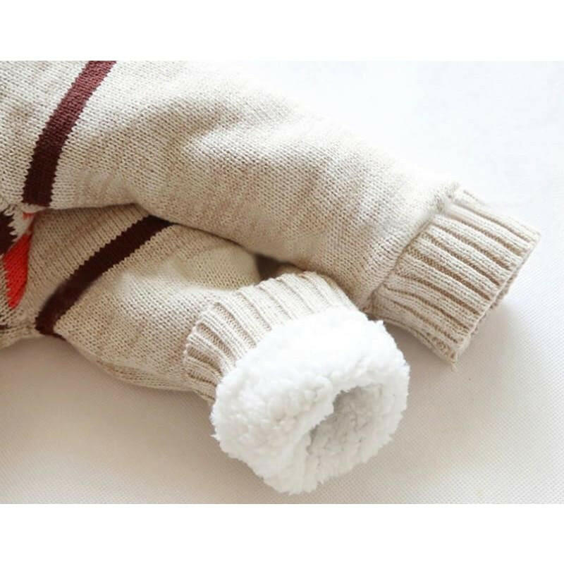 Baby Winter Thick Reindeer Bodysuit Fleece Lined