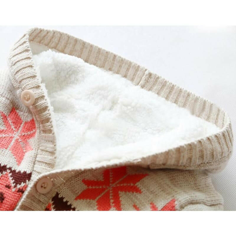 Baby Winter Thick Reindeer Bodysuit Fleece Lined