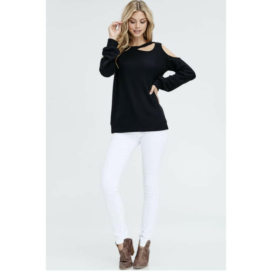 Cut Out Solid Knit Sweater