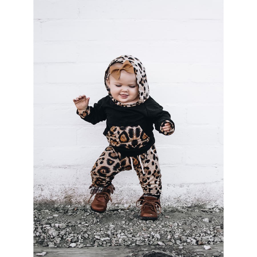 Fierce Leopard Girl Hooded Jogger Set