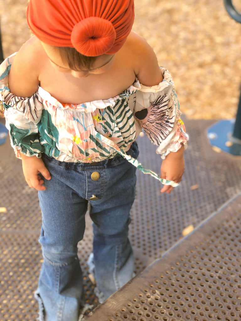 Banana Leaf Off Shoulder Romper.