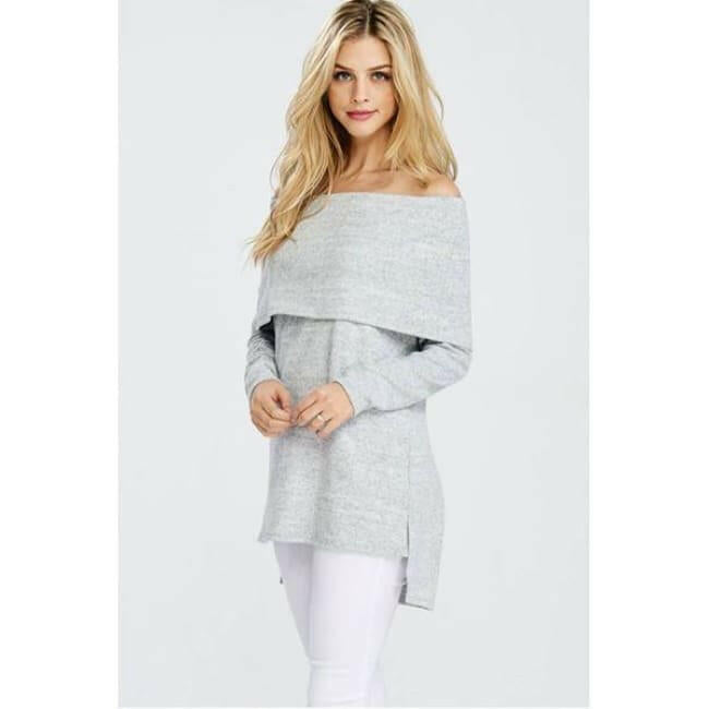 Off Shoulder Grey Sweater