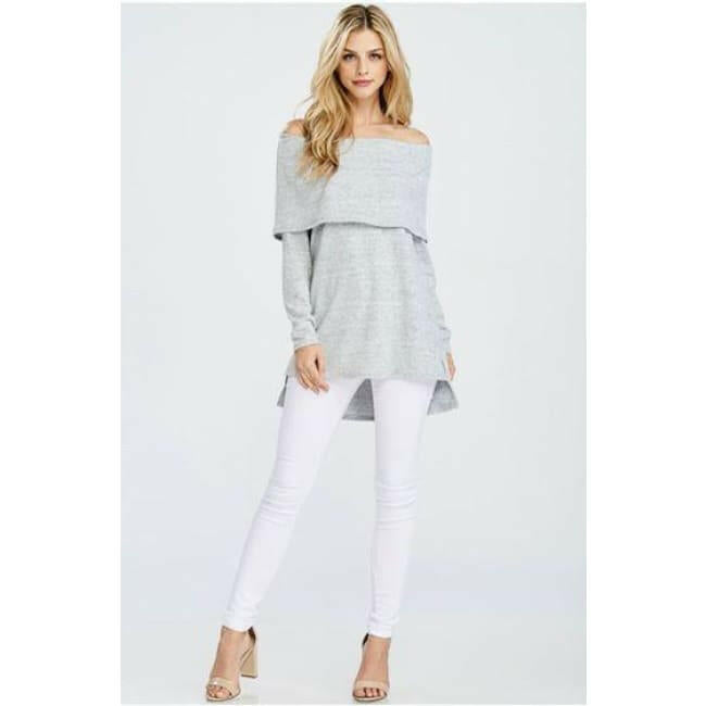 Off Shoulder Grey Sweater