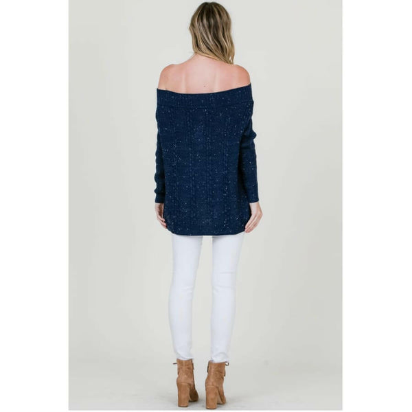 navy off the shoulder sweater dress Off the shoulder Navy Sparkle Sweater