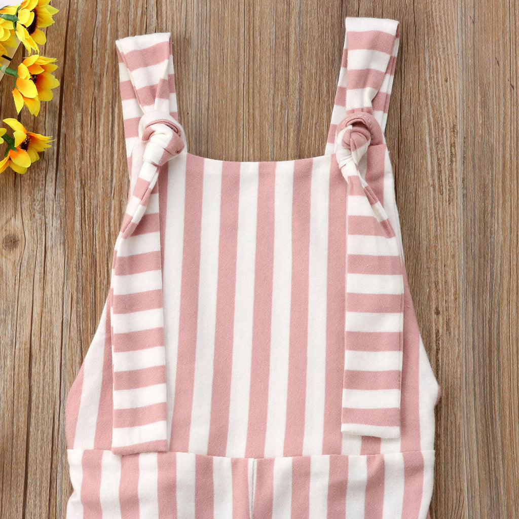 Bell Bottom Striped Jumpsuits - Blush.