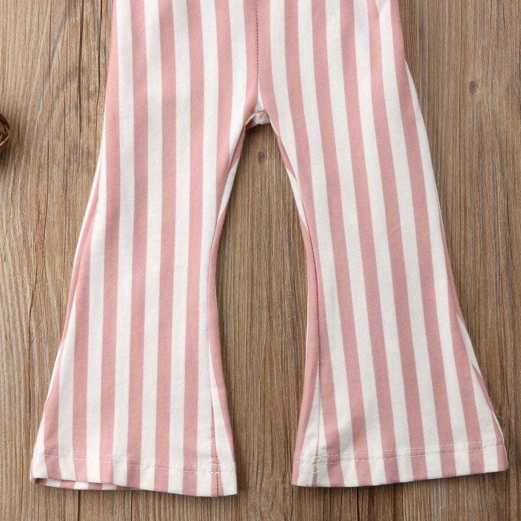 Bell Bottom Striped Jumpsuits - Blush.