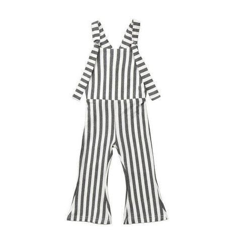 Bell Bottom Striped Jumpsuits - Blush