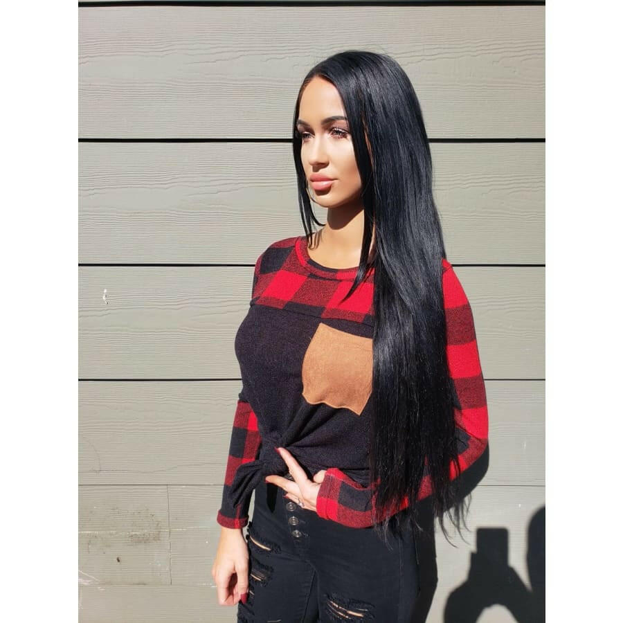 Red Plaid Long Sleeve With Pocket