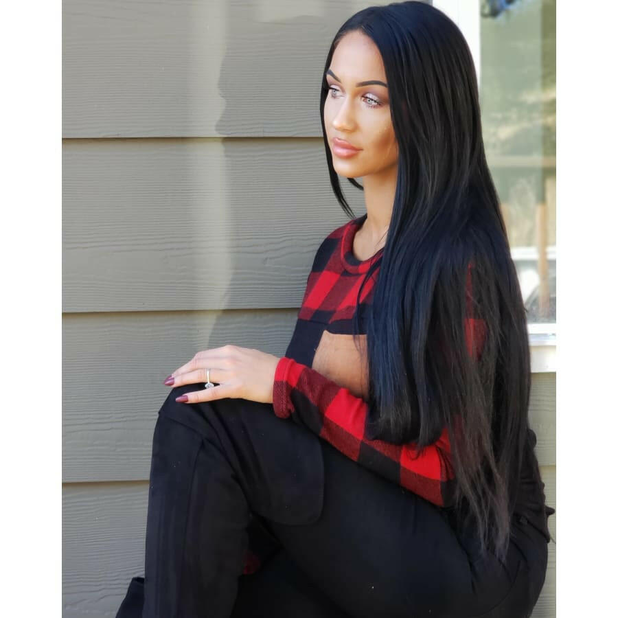 Red Plaid Long Sleeve With Pocket