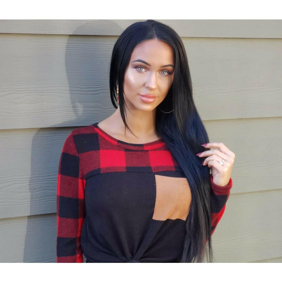 Red Plaid Long Sleeve With Pocket