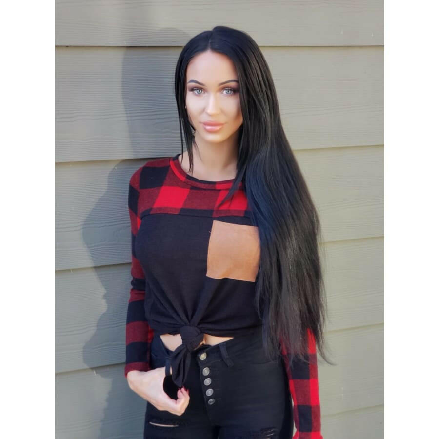 Red Plaid Long Sleeve With Pocket