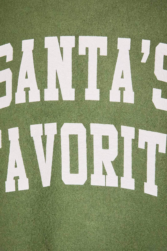 Santa's Favorite Reversible Oversized Mock Neck Sweatshirt: DUSTY GREEN-WHT DOT / XS