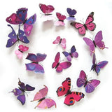 12 Piece 3D Butterfly Wall Art - Purple