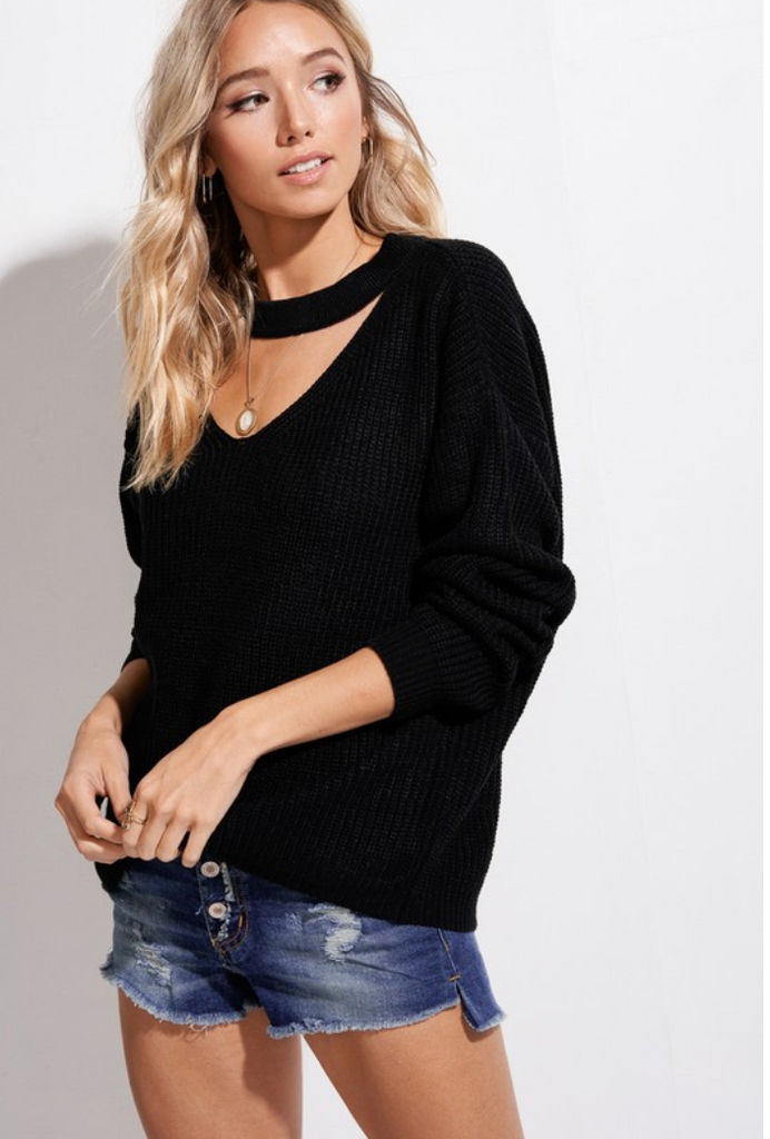 Black Cutout Sweater