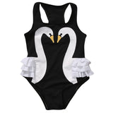Black & White Swan One-Piece Swimsuit 2T-6