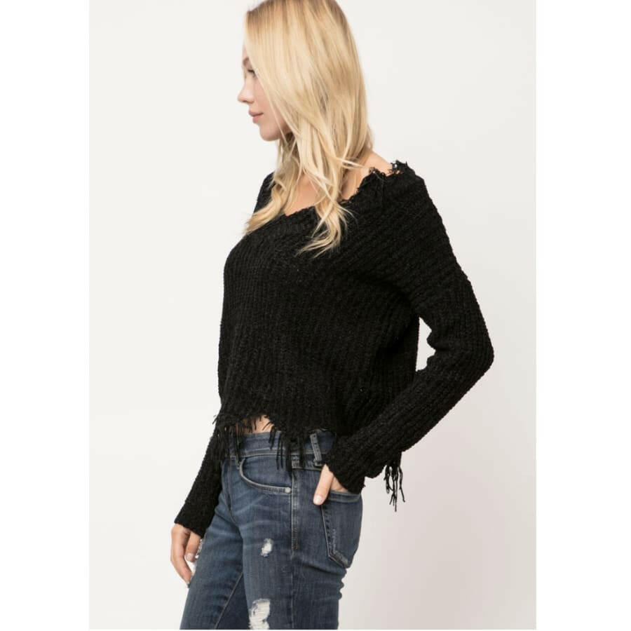 Distressed Chunky Knit Sweater