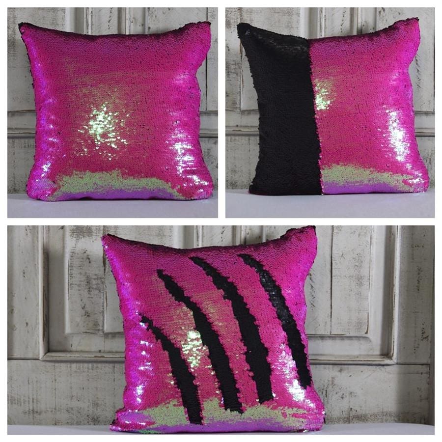 Double Color Sequin Pillow Cases - Pink & Black