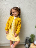 Girls summer dress| Checkered Girls dress |  Girls Cardigan dress for kids | Girls knit dress | yellow checkered 