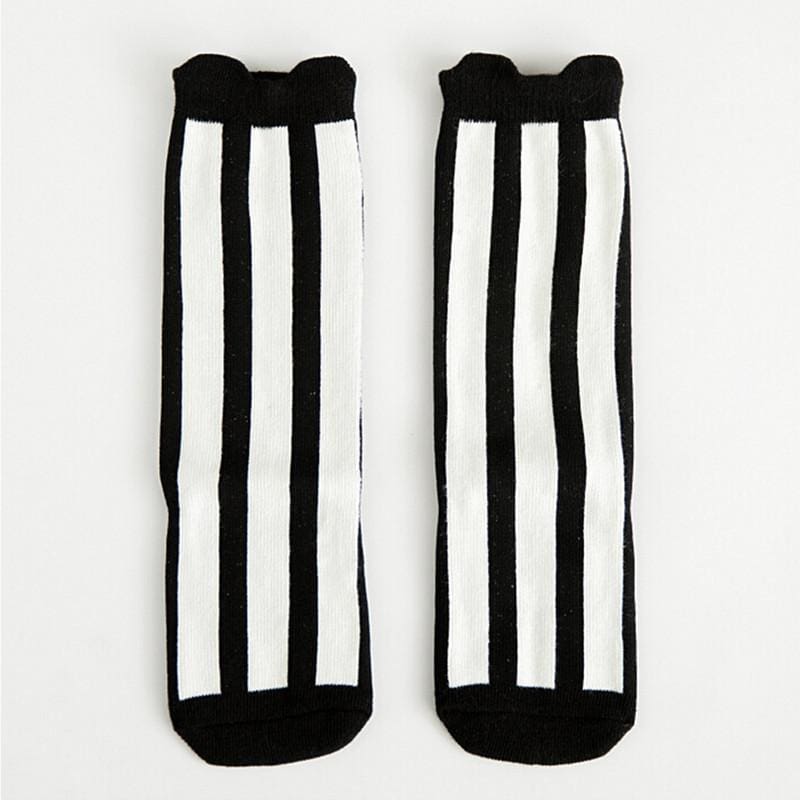 Knee High Printed Socks - Blck.white Stripes / To 1 Years Old