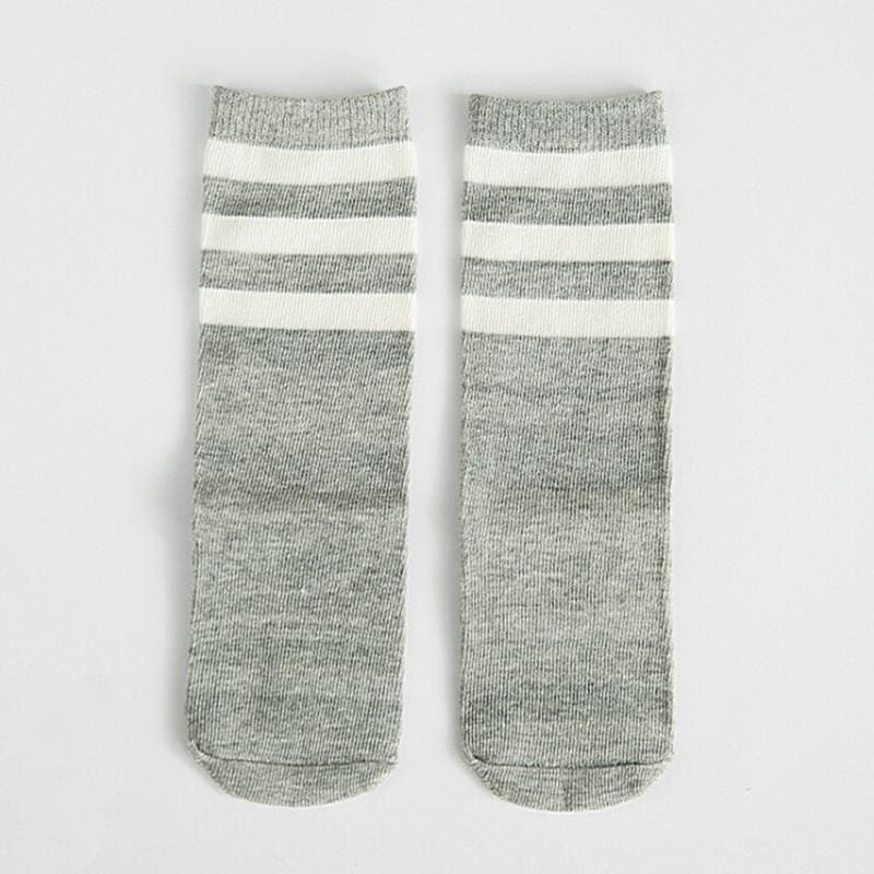 Knee High Printed Socks - Greywhite Stripes / To 1 Years Old