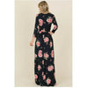Long Sleeve Navy Floral Maxi Dress - Dress