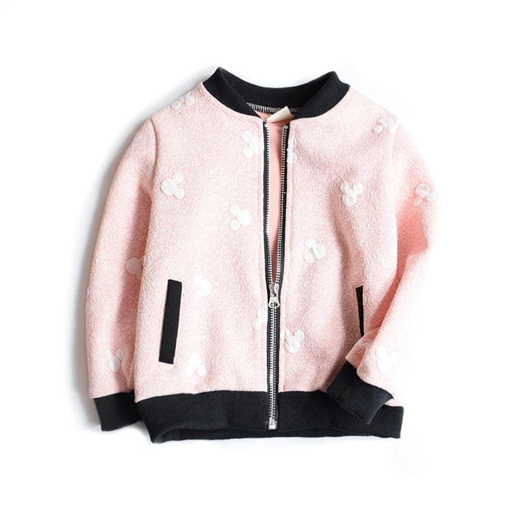 Mickey Mouse Grey & Pink Zip Up Bomber Jackets