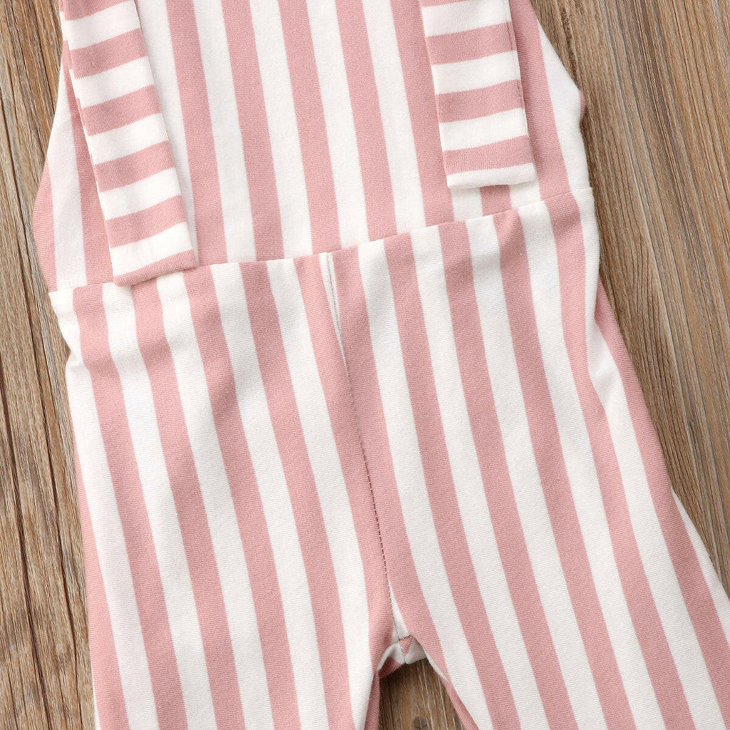 Bell Bottom Striped Jumpsuits - Blush.